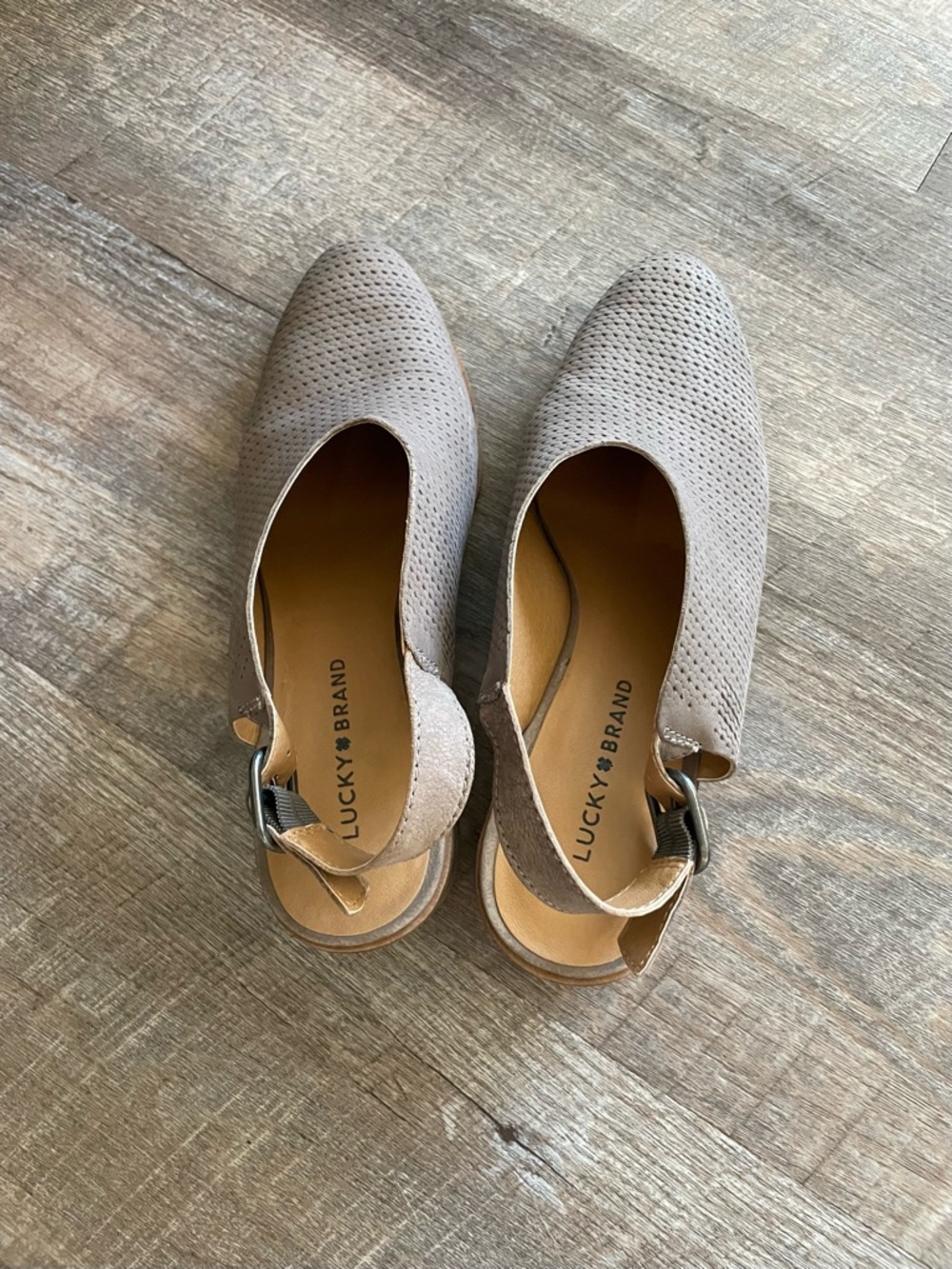 Lucky Brand Taupe Perforated Slingback Flats - Picture 3 of 6